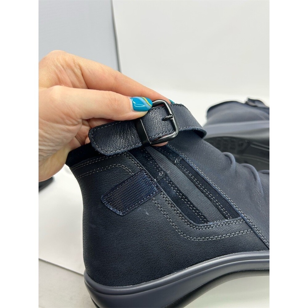 Orthofeet Heidi Womens Orthopedic Navy Blue Ankle Boots Buckle Strap Size 10 W - Picture 10 of 12